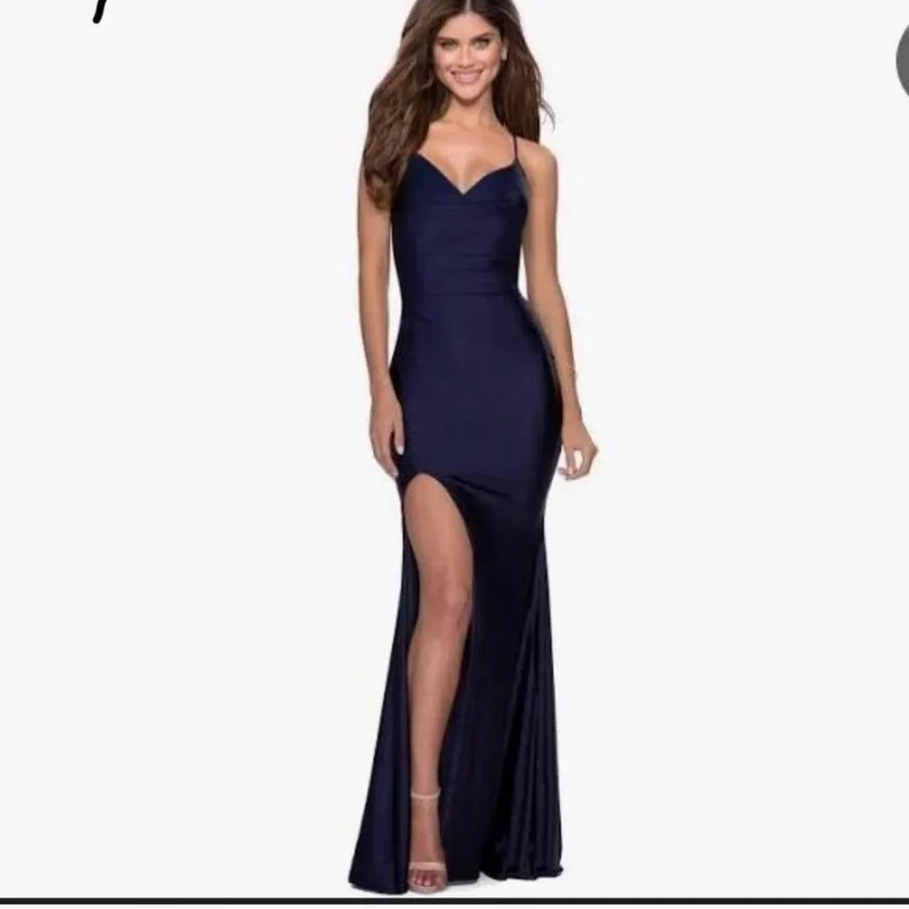 Navy blue La Femme Prom dress - Picture 1 of 3